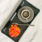 Glass Dinnerware 12.25" x 6" x h:1" Rectangular Grey Glass Platter